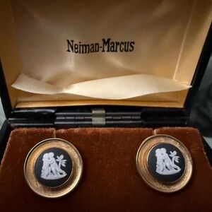 Destino wedgewood cufflinks in original Neiman-Marcus box marked 12k ge